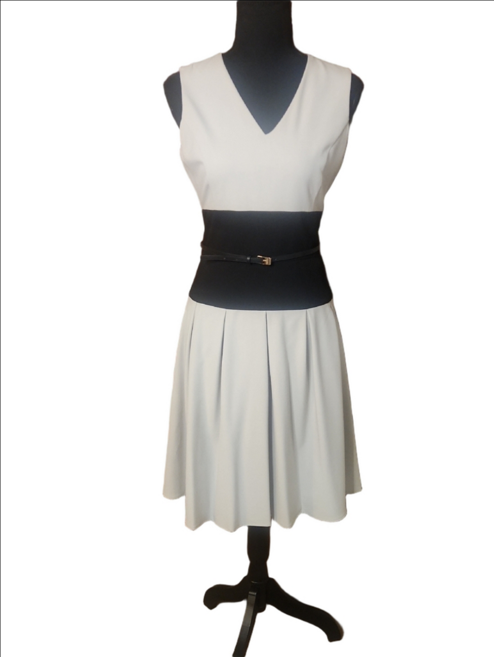 Calvin Klein Cream and Black Colorblock Dress  Size 2